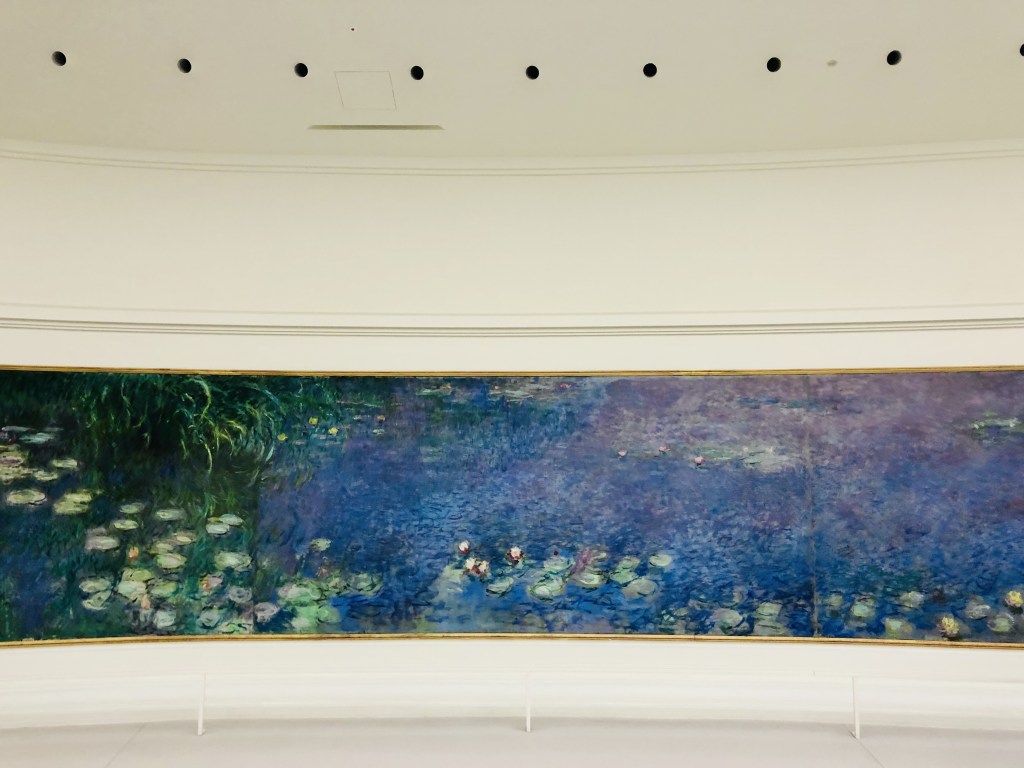Fotografia delle ninfee di monet esposte al museo dell'orangerie a parigi